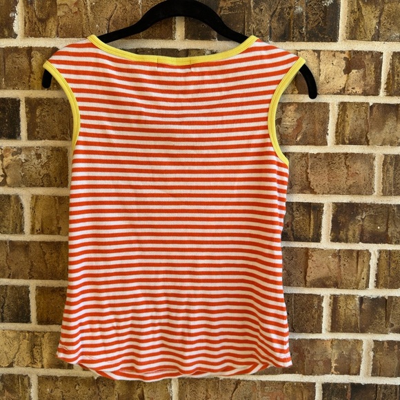 Q&A Orange and White Striped Tank Top with Yellow Trim - Picture 4 of 7